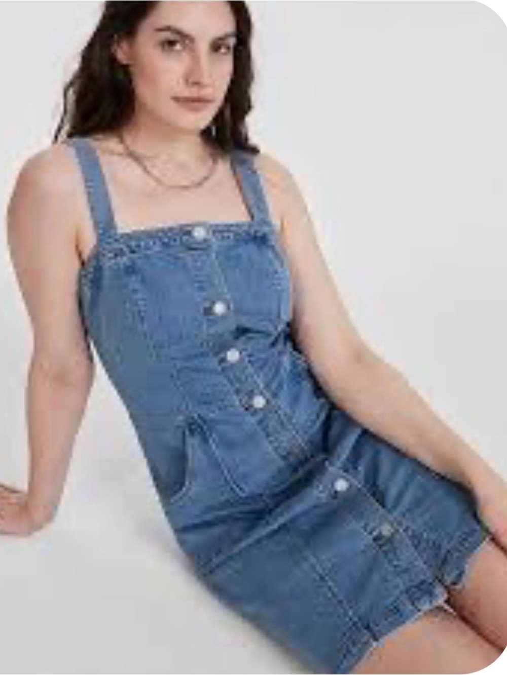 NEW ON 34th Silver Button-Front Denim Blue Jean Mini Dress Pockets SZ S